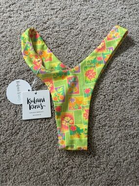Kulani Kinis Neon Patchwork Floral Thong Bikini Bottom